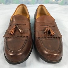 CHAPS Brown Leather Slip-On Tassel Kiltie Toe Loafers Shoes Size 12 Mens 
