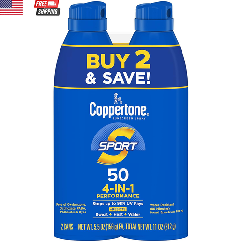 Sport Sunscreen Spray SPF 50, Water Resistant Spray Sunscreen Pack, 5.5 Oz, Pack