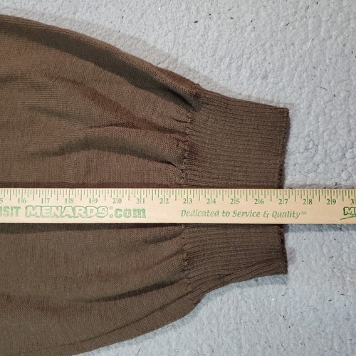 Vintage USA Military Sweater Mens Medium Brown 100% Wool Olive Drab Henley 80s - Picture 12 of 18