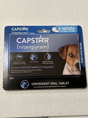 Capstar For dogs - 6 Nitenpyram Tablets For Dogs 2-25 LBS - Expires ...