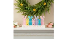 Glitzhome 11.75" L Easter Wooden Bunny Family Table Decor - Multi