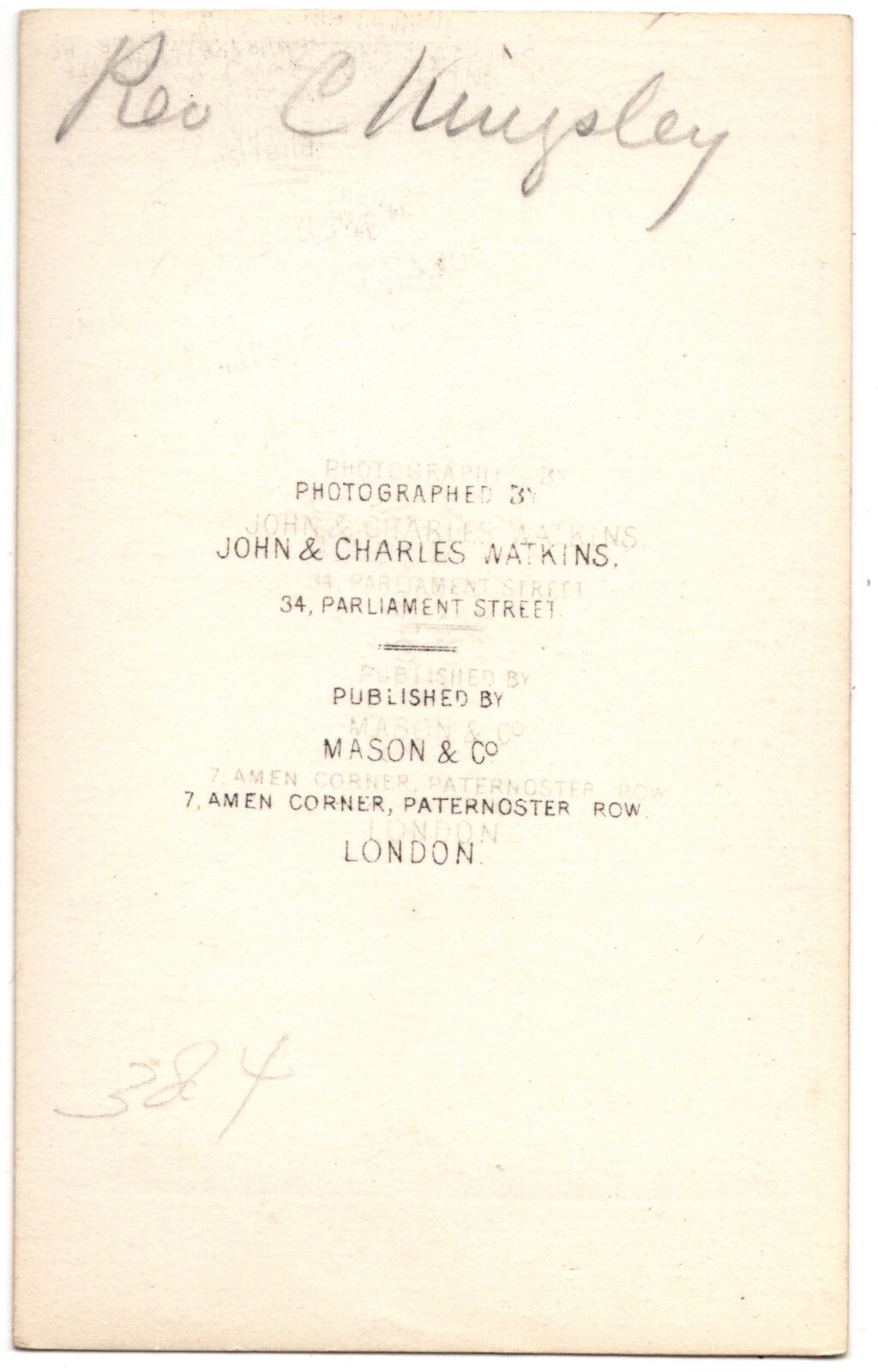 ANTIQUE CDV CIRCA 1860s CHARLES KINGSLEY BROAD CHURCH PRIEST CAMBRIDGE PROFFESOR — additional view