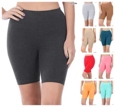 PREMIUM COTTON SPANDEX Biker Fitness Yoga Leggings Bermuda Thigh Length Shorts