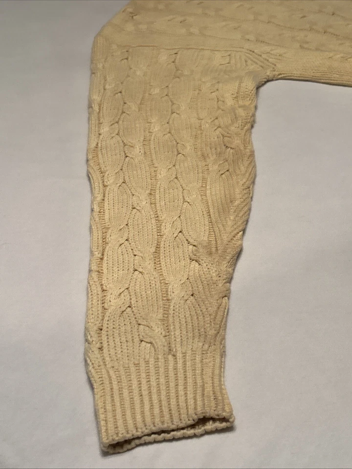 Suéter Westport Bay Clásico Marfil Amarillo Tejido con Cable Preppy Abuelo Para Hombre Talla M Foto 4 de 4