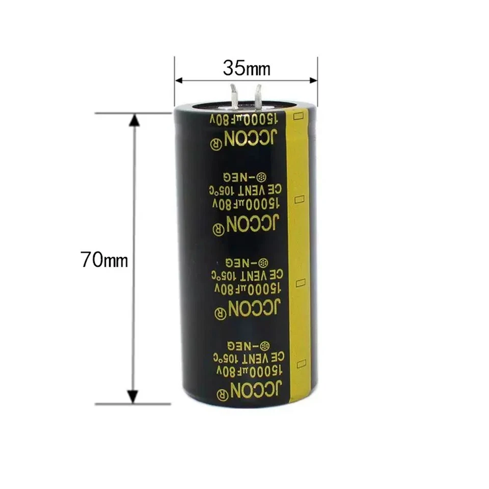 2pcs 15000uf 80V JCCON Black Gold Audio Amplifier Filter Capacitor 35x70mm - Image 3 of 4