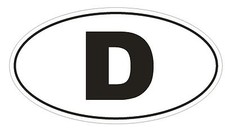 D Germany Country Code Oval Bumper Sticker Or Helmet Sticker D888 Euro Oval D Germany Country Code Oval Bumper Sticker Or Helmet Sticker D888 Euro Oval