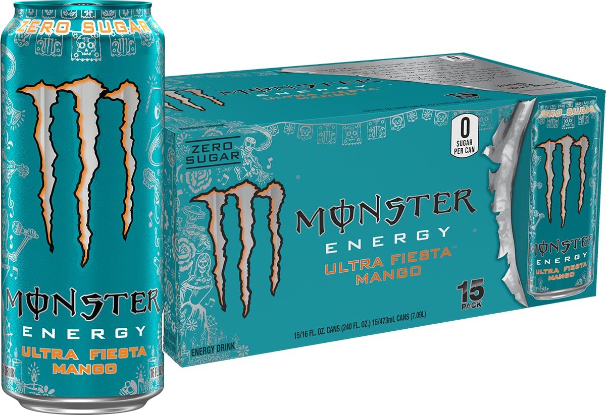 (paquete de 15) bebida energética Monster Ultra Fiesta Mango, cero azúcar, 16 oz Fl