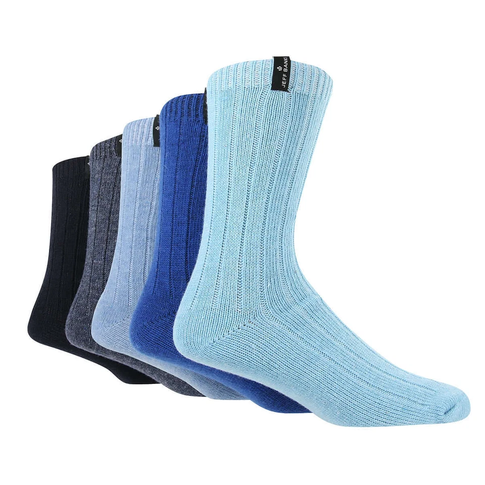 Jeff Banks 5 Pack Wool Mix Boot Socks – Eco-Friendly Blues