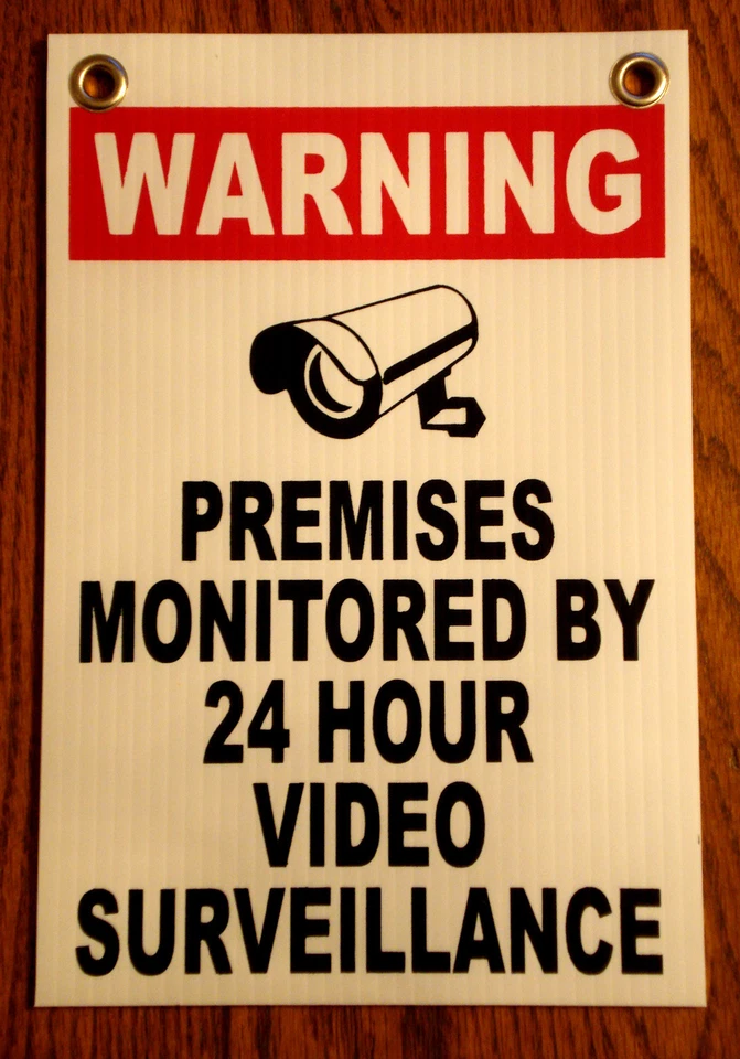 HARRINGTON SIGNS WARNING PREMISES MONITORED 24 HOUR VIDEO SURVEILLANCE SIGN 8x12 NEW