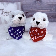 Pl&uuml;sch Seehund mit Tuch CUXHAVEN 2 Farben 27cm Robbe Kuscheltier maritim
