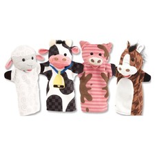 Melissa  Doug Farm Friends Hand Puppets Set of 4 - Cow, Horse, Sheep, and Pig