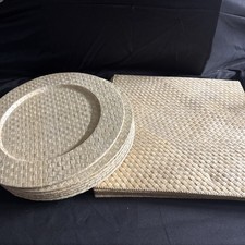 Set Of 6 Williams-Sonoma Pandanus Natural Charger Set And 8 Pandanus Place Mats