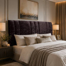 Winged Upholstered Headboard Crushed Velvet Vertical