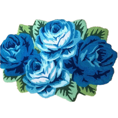 Abreeze Rug Runner 4 Rose Handmade Blue Floral Mat Modern Carpet Washable Floor