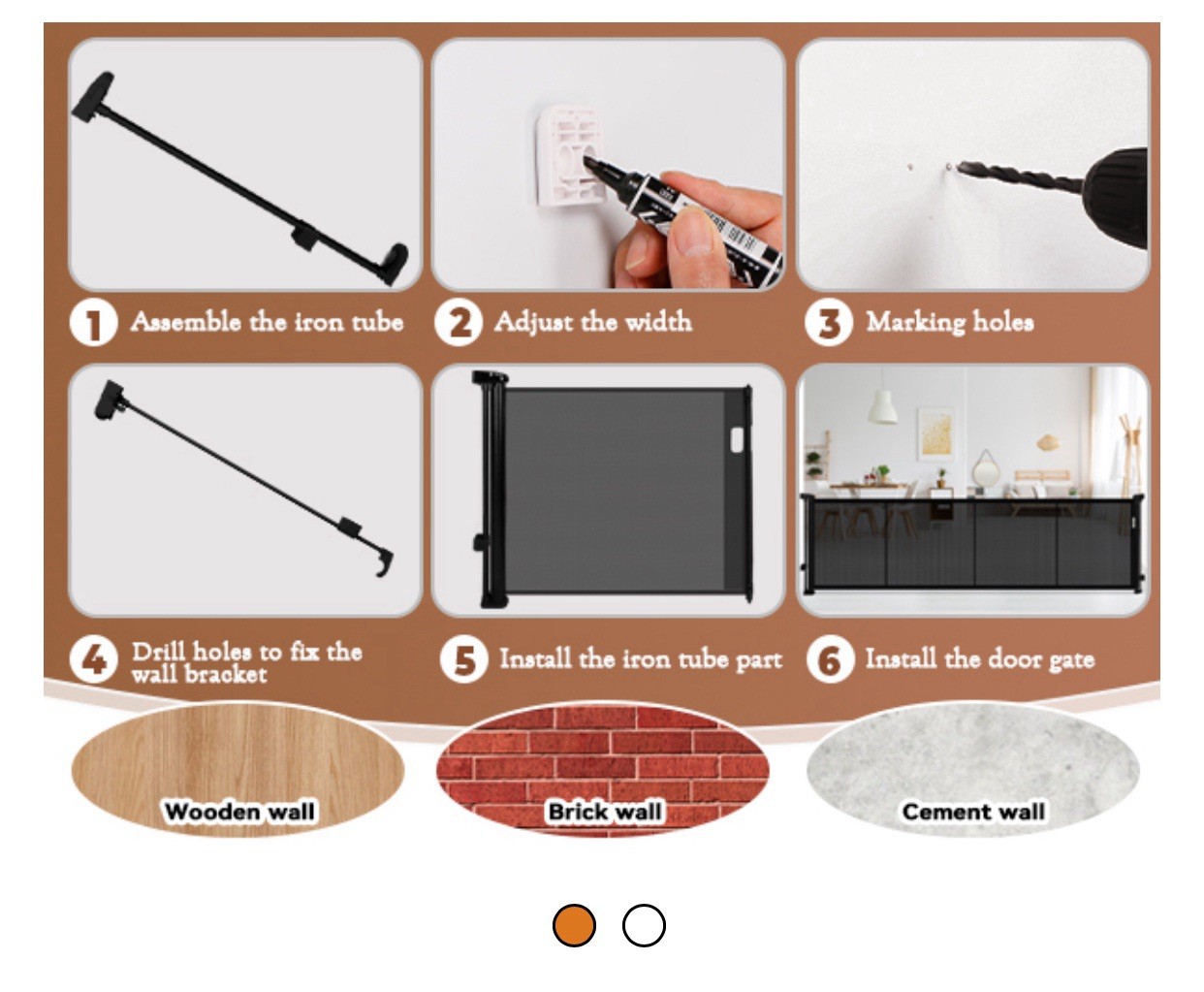 Retractable Baby Gate 120 Inch BTXON Extra Wide Mesh Baby Gates 41" Extra Tall