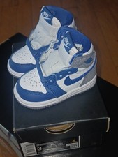 Size 3C Nike Air Jordan 1 Retro High OG TD True BlueWhite Cement/Grey Toddler