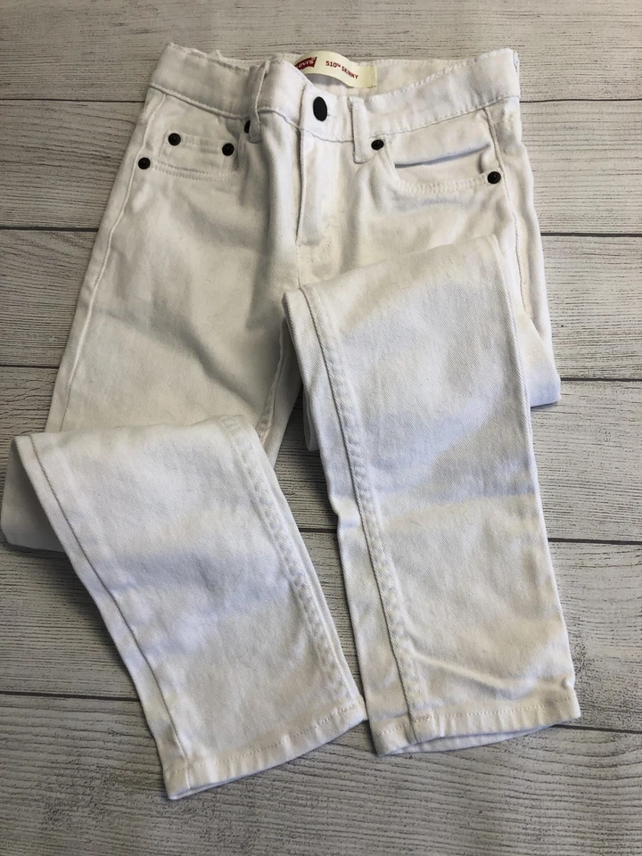 Levi's 510 узкие джинсы девочек 8 регулярный белый регулируемая талия молодежи джинсовые брюки - Изображение 3 из 4