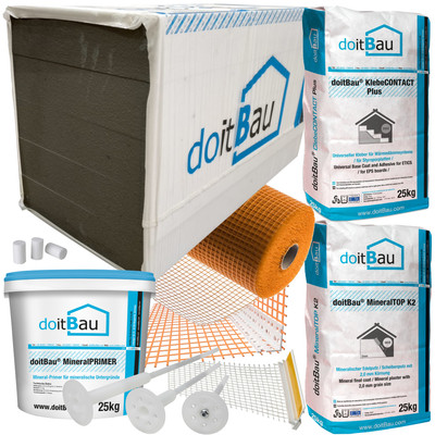 100-400m² doitBau WDVS Fassadendämmung EPS 032 Komplettpaket 60-200mm Dämmung