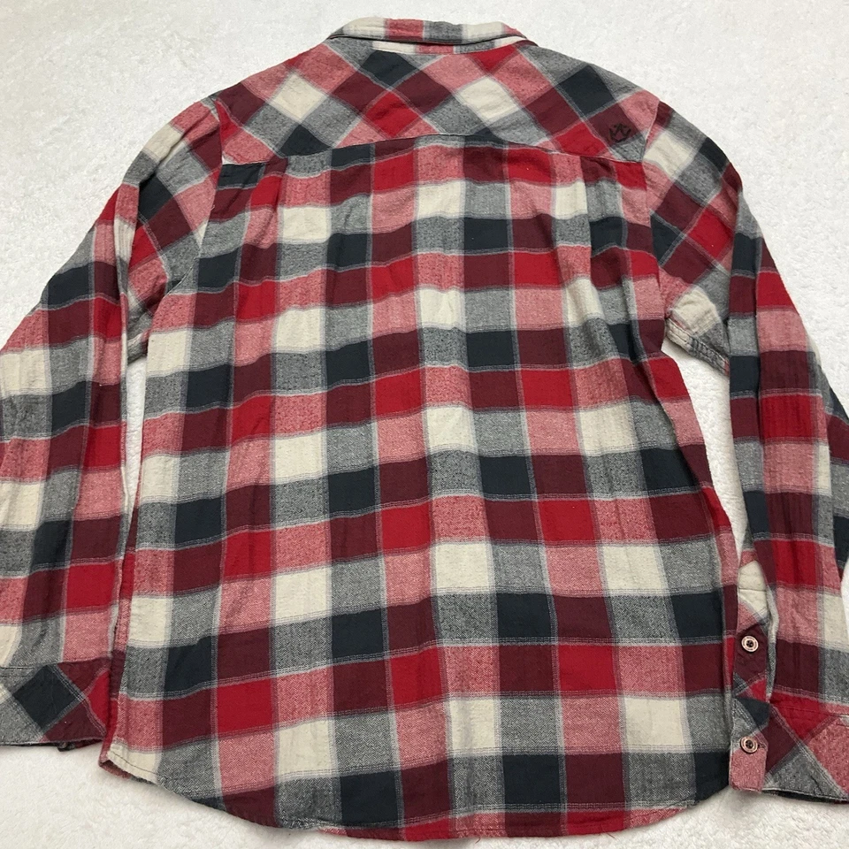 RUSTY Men’s Red Gray Cream Plaid Flannel Long Sleeve Button Down Shirt Size XL - Image 3 of 4