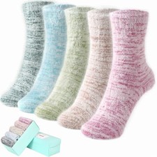 5 Pairs Fuzzy Soft Cozy Comfortable Socks for Women, 5-9 Free Stripe Contrast