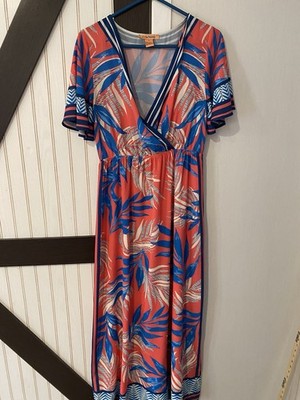 Anthropologie Flying Tomato Floral Maxi Dress Romantic Flounce Sleeve Boho Med