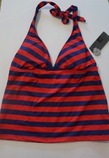 Mossimo Swim Top Tankini Red Blue Stripe Misses Size M - NWT