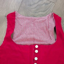 Ladies red Cotton pirate medieval bodice with hammered metal Buttons