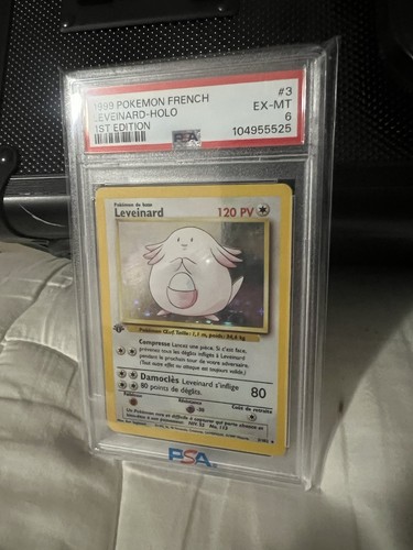 French Chansey Leveinard Base Set 1st Edition Holo Rare Card Psa 6