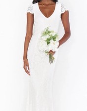 Show Me Your Mumu Lace Bridal Gown Open Back Cap Sleeve Boho Wedding Dress M