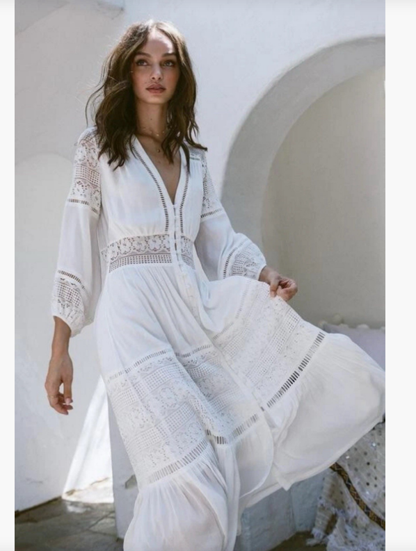 Spell & The Gypsy Olivia Luxe Lace Midi Dress Size M Duster Whimsical Rare