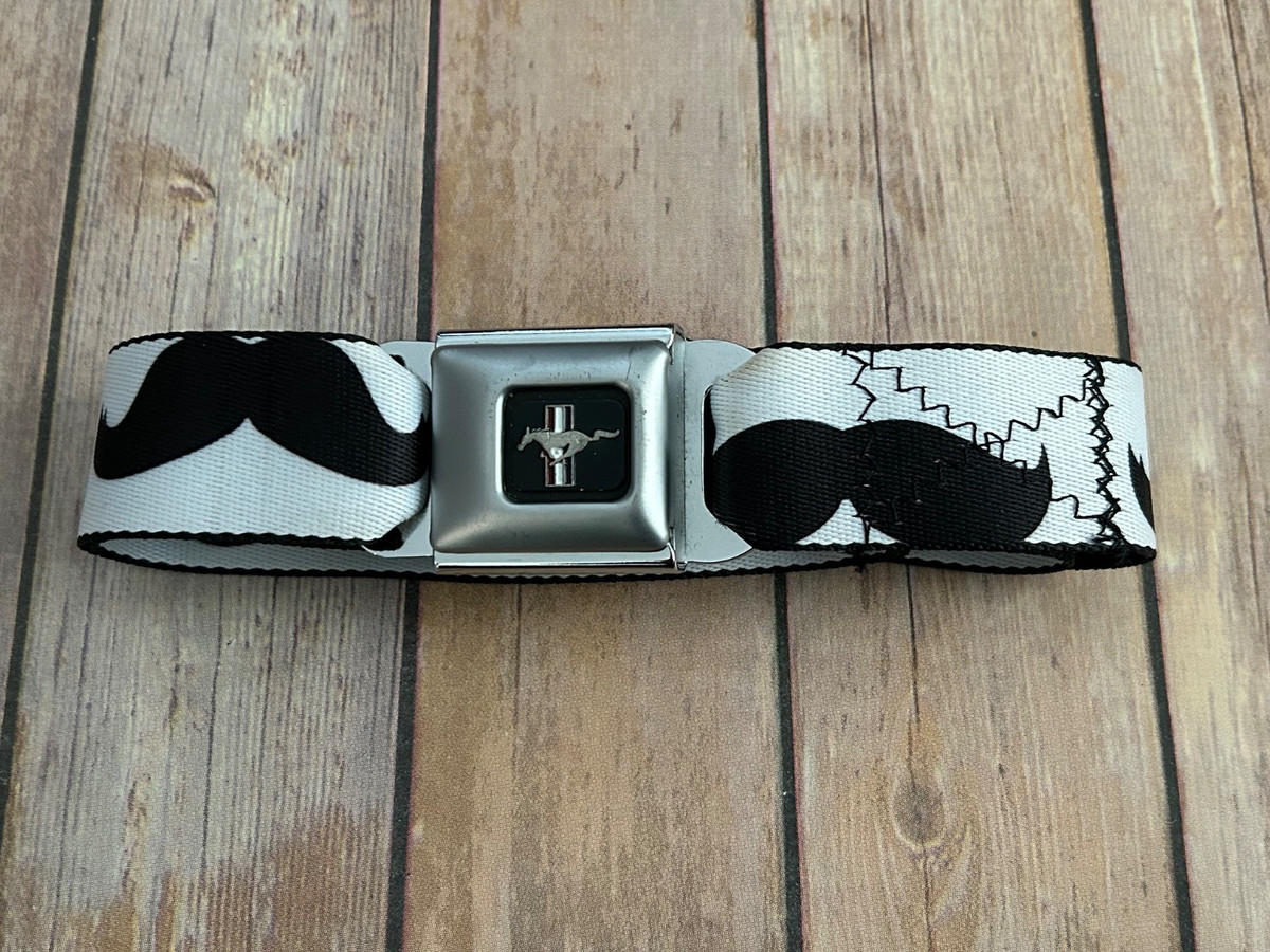 Buckle Down Ford Mustang Seat Belt Black Mustache View 2