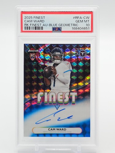 CAM WARD 2025 TOPPS FINEST ROOKIE AUTO BLUE GEOMETRIC ROOKIE RC /99 PSA 10 Q8008