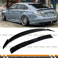For 2018-2022 Accord Gloss Black Yofer V3 Trunk Spoiler + Rear Window Roof Visor