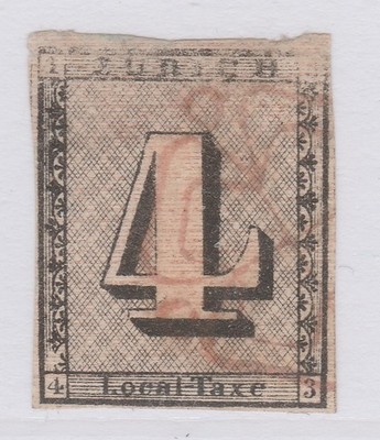 SCHWEIZ KANTONAL Zürich 1846 4r gebraucht Schott 1L3 $23000 ungeprüft A28P19F46782