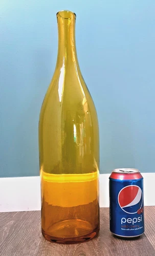 BLENKO Art Glass BIG # 6123 L Jonquil Yellow Decanter Bottle WAYNE HUSTED MCM