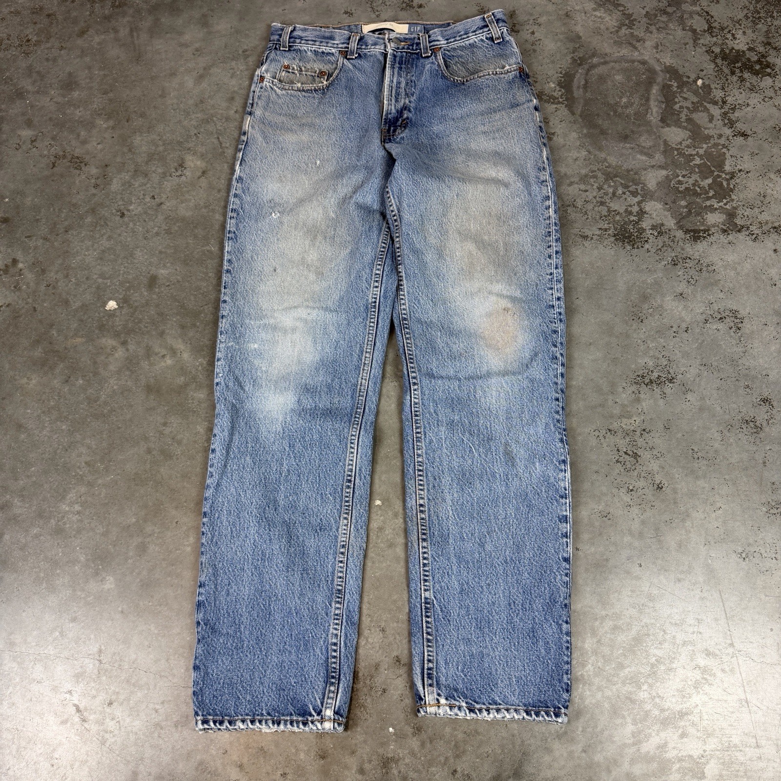 Mens 32x33 Blue Relaxed Fit Distressed Flaws
