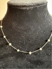 Women's Rnivida 17” Silver with crystal & White Pearl Beaded Chain Necklace