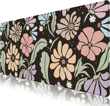 Black Large Desk Mat,Xxl Gaming Mouse Pad,Non Slip Desk Pad with Rubber Base,Flo