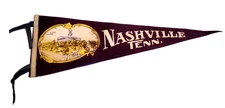 VINTAGE 1950'S NASHVILLE TENN. 26" FELT PENNANT STATE CAPITOL LOGO