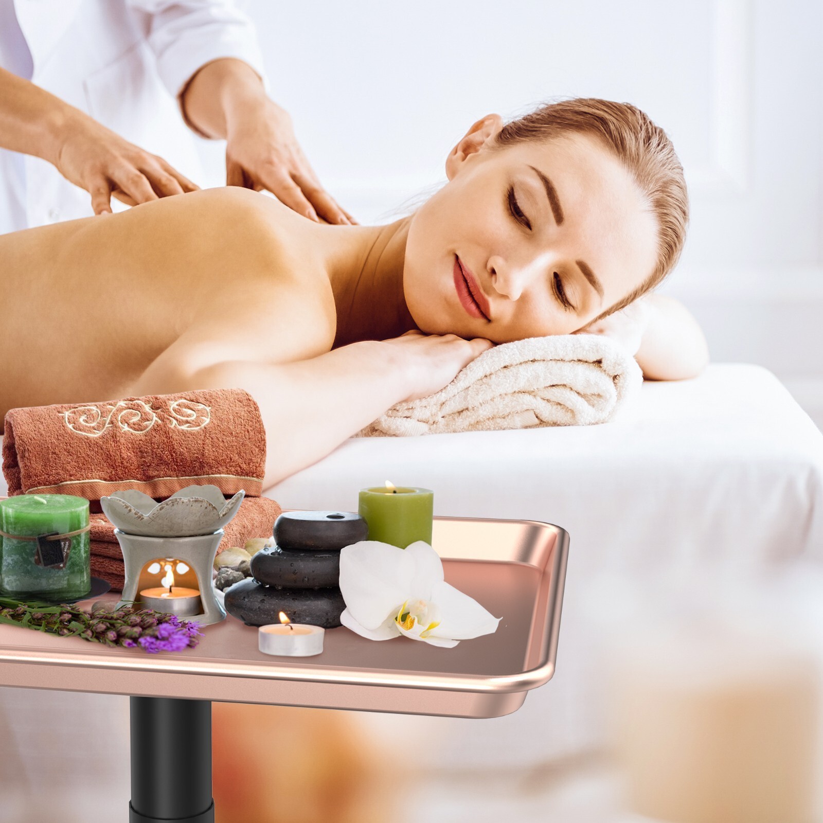 Tasalon Salon Aluminum Trolley Rolling Cart for Salon Tattoo Adjustable Height