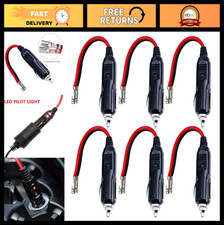 6-Pack 12V Cigarette Lighter Male Plug with LED Light - 15Amp Fused Auto Plug fo