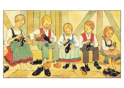Hansi  Waltz J J Kuenstlerkarte Alsace Elsass Alsace Schuhe putzen Kinder 