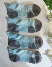 4 Pair Blue and Gray Women's Athletic Ankle Socks Running Light Compression New