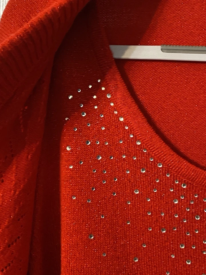 Suéter para mujer LAURA SCOTT talla 1X lentejuelas rojas manga larga 1 pieza suéter Foto 3 de 4