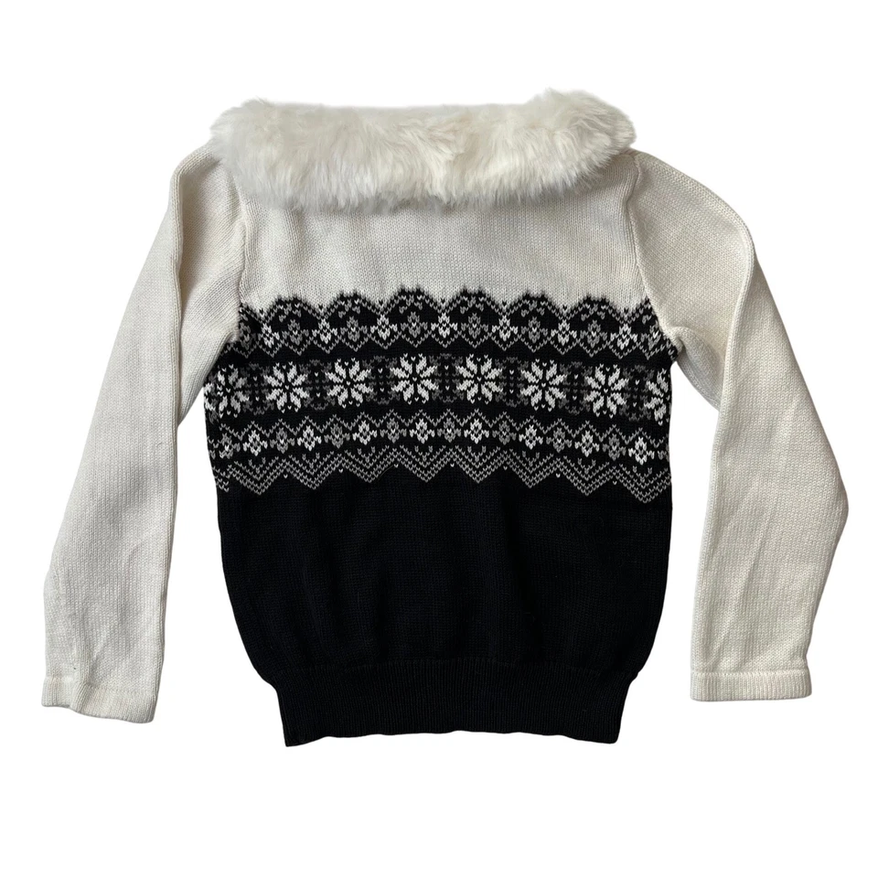 Детский свитер Janie and Jack с воротником из искусственного меха Fair Isle снежинка размер 5 - Изображение 2 из 4