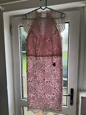 Chi Chi London Pink 'Shannon' Floral Lace Dress Size 12