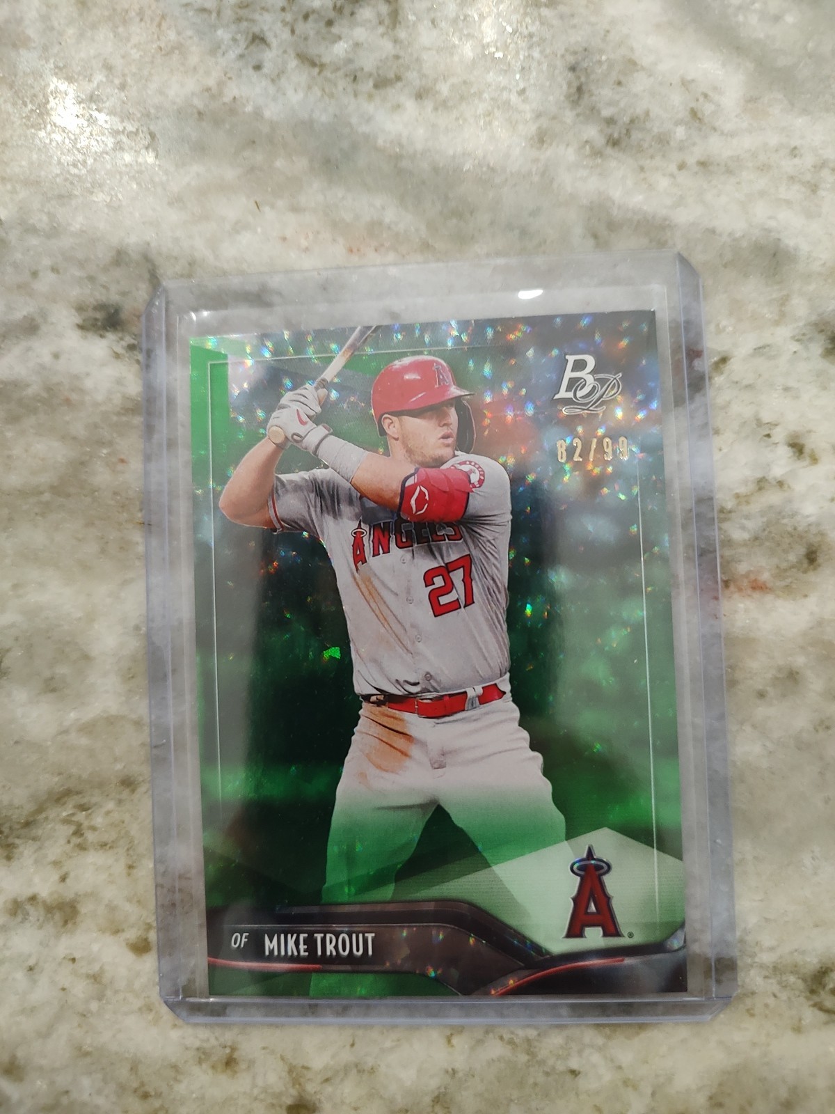 2021 Bowman Platinum #61 MIKE TROUT Green Icy Foil /99