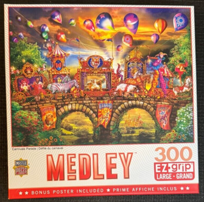 MasterPieces Medley 300 Lg Piece EZ Grip Puzzle Carnivale Parade 24x18in Animals
