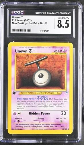 Unown [T] (1st Edition) graded CGC 8.5 for sale on eBay