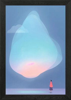 Woman Gazing at Abstract Sky Framed Wall Art Poster Canvas Print Picture